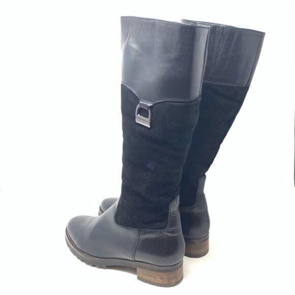 Luca Grossi Size 37 Black Leather Suede Shearling Knee High Boots - Picture 3 of 8